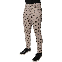 Beige Logo Cotton Skinny Denim Jeans