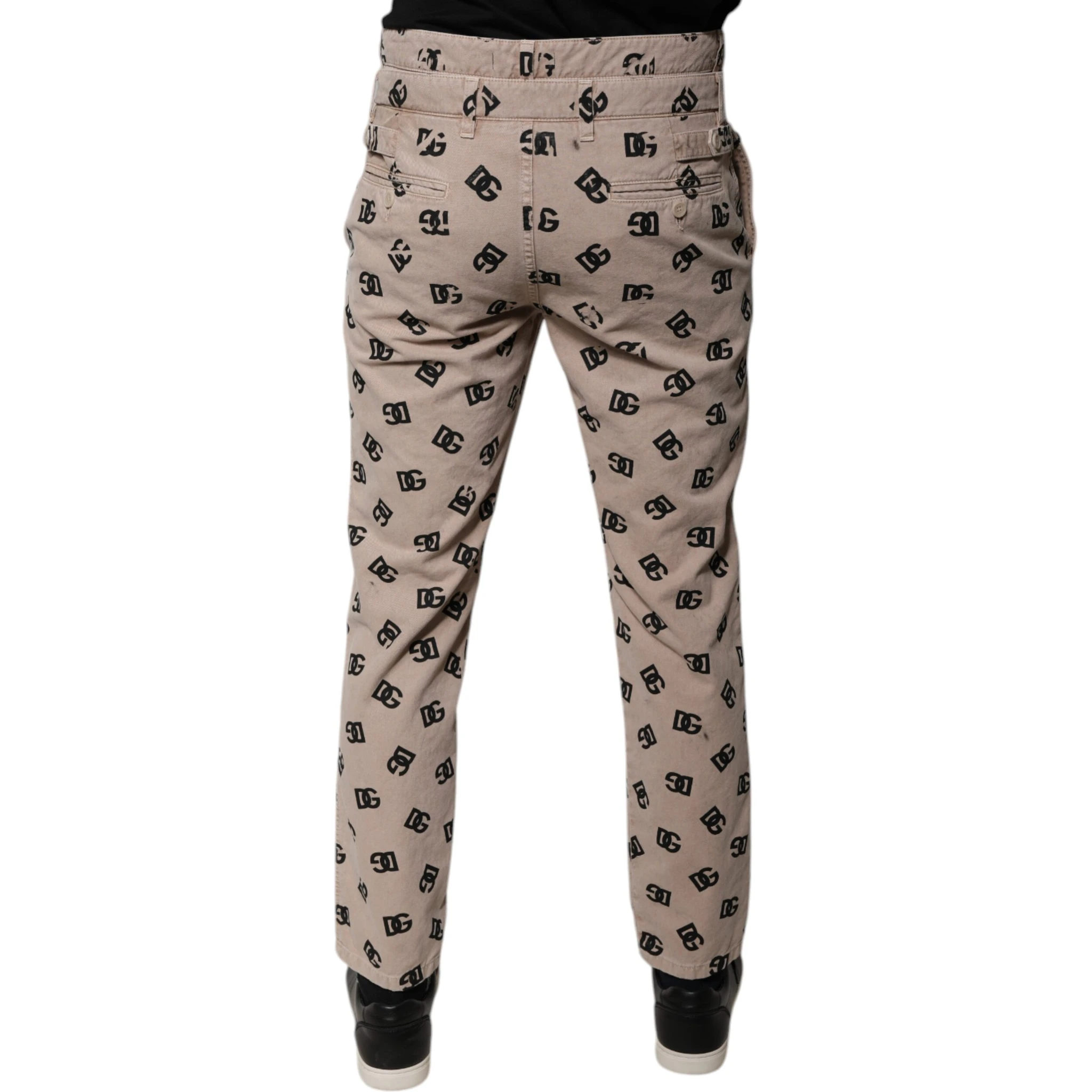 Beige Logo Cotton Skinny Denim Jeans