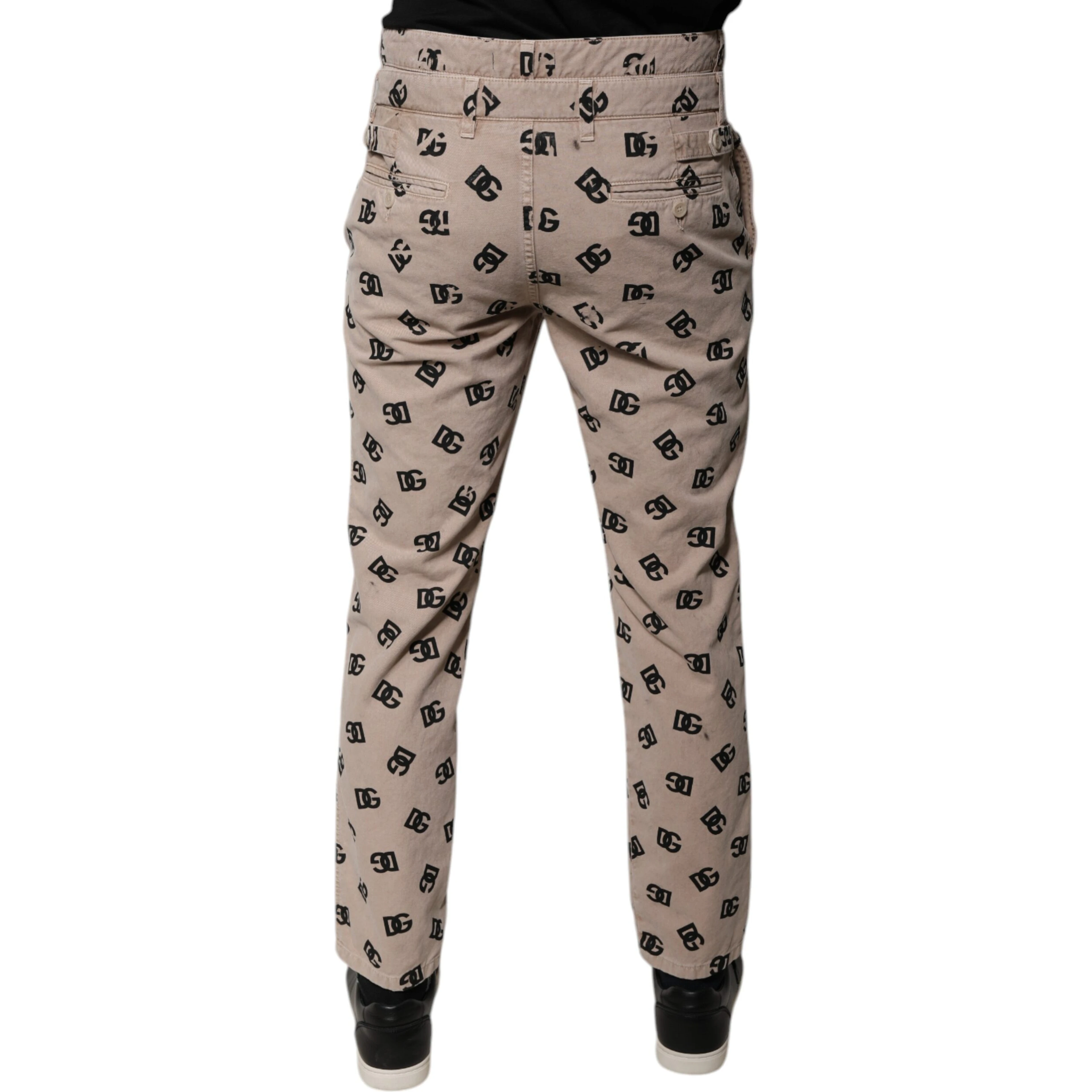 Beige Logo Cotton Skinny Denim Jeans