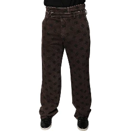 Brown Logo Cotton Straight Denim Jeans