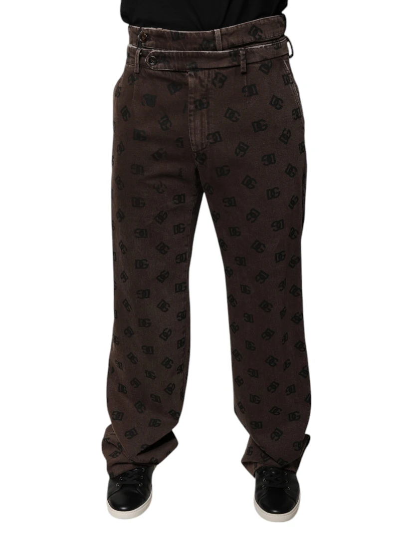 Brown Logo Cotton Straight Denim Jeans