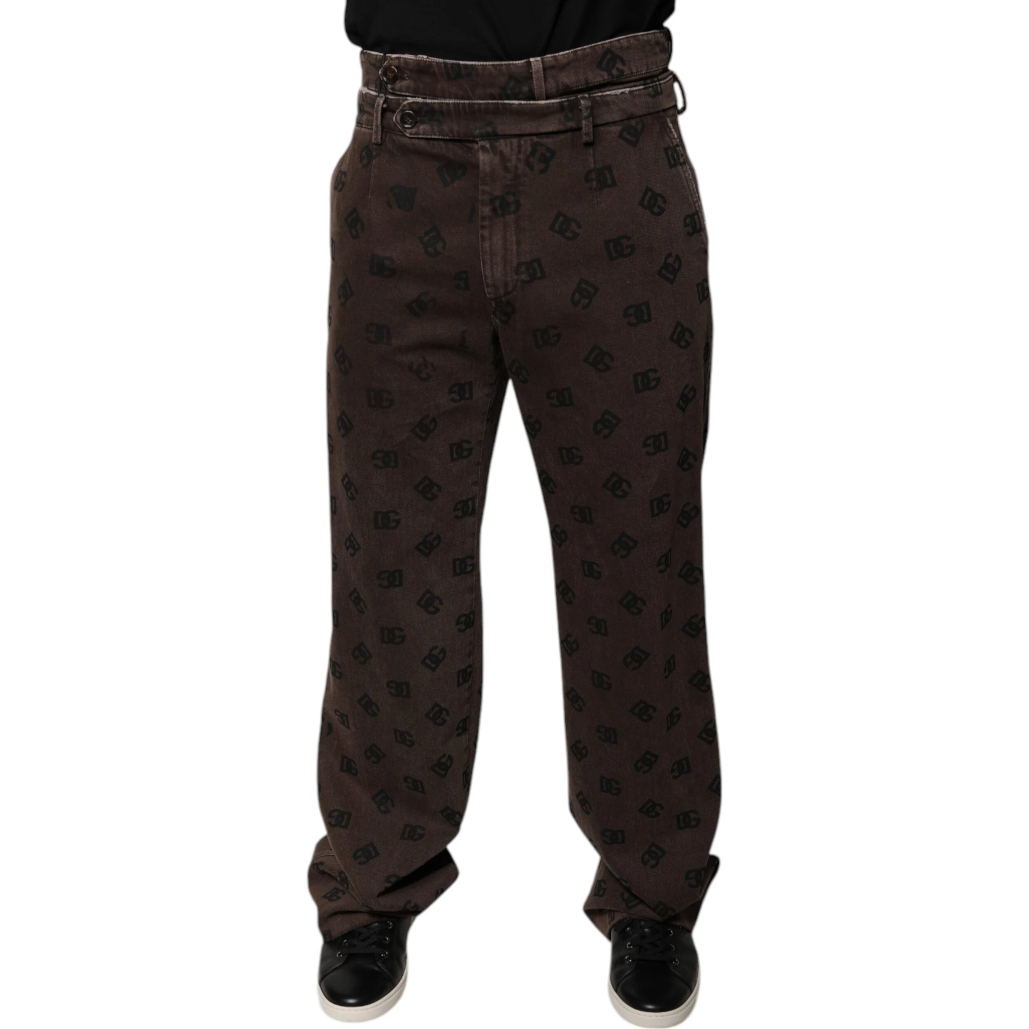 Brown Logo Cotton Straight Denim Jeans