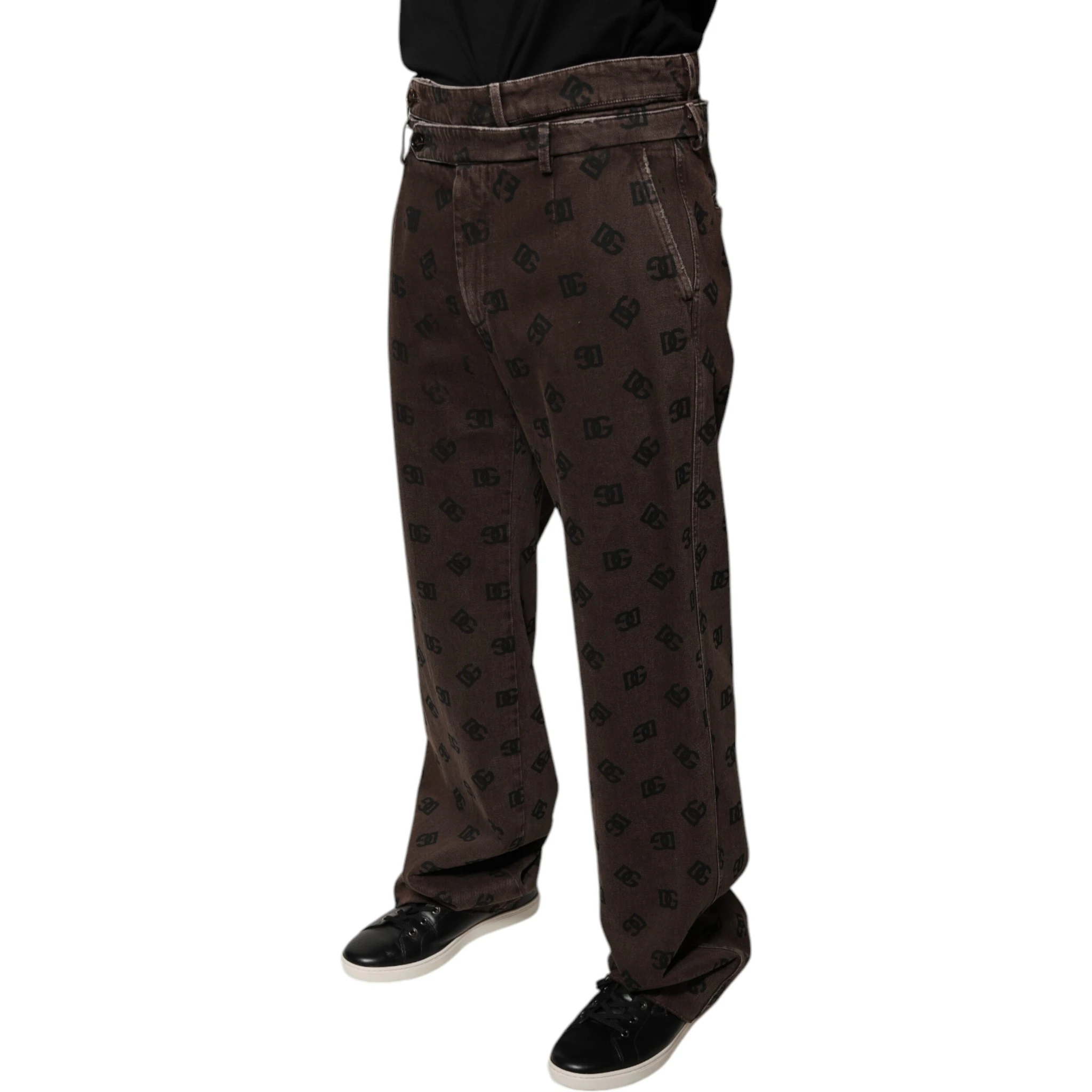 Brown Logo Cotton Straight Denim Jeans