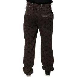 Brown Logo Cotton Straight Denim Jeans