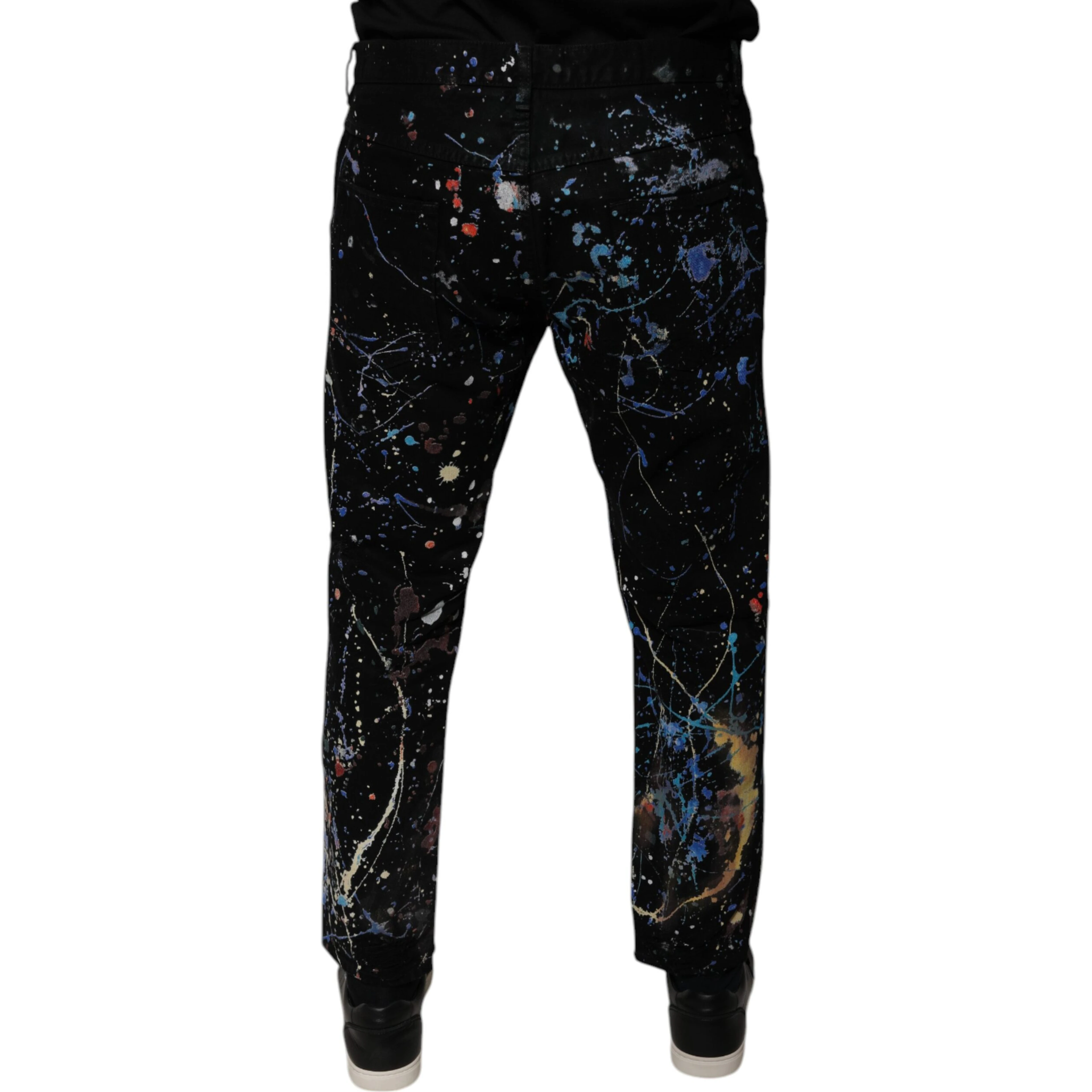 Black Color Splash Cotton Skinny Denim Jeans