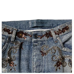 Light Blue Embroidered Skinny Denim Jeans