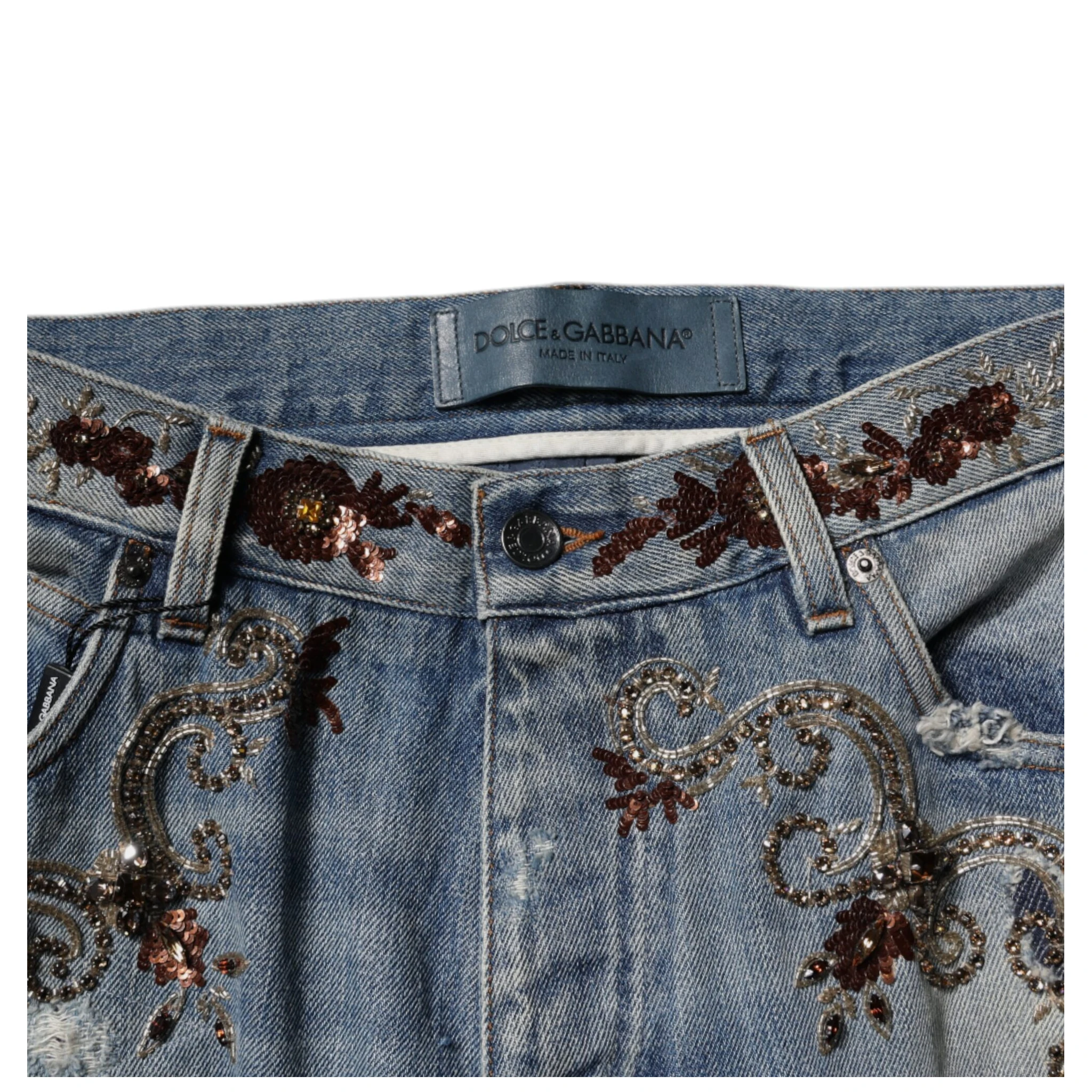 Light Blue Embroidered Skinny Denim Jeans