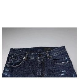 Dark Blue Cotton Logo Skinny Denim Jeans