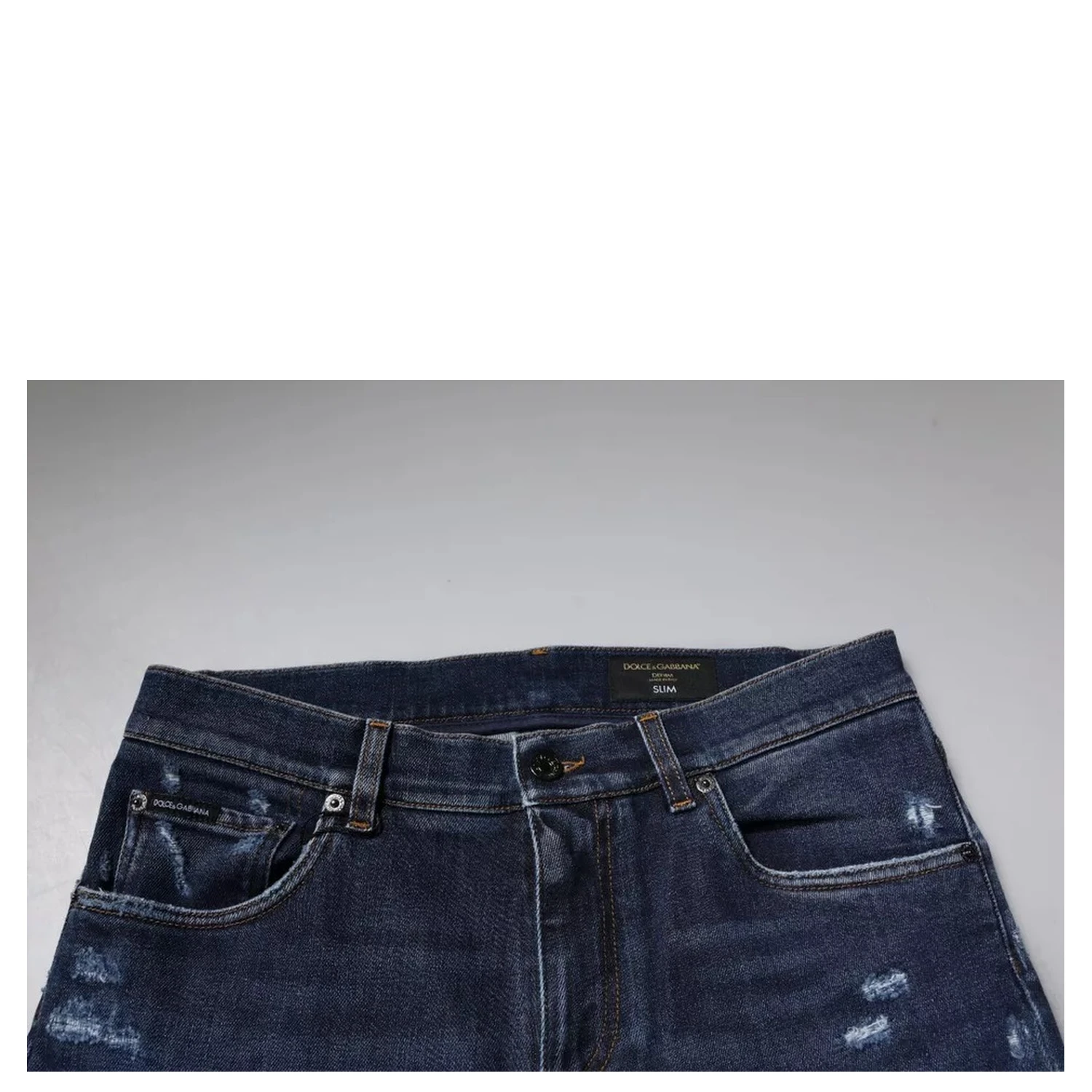 Dark Blue Cotton Logo Skinny Denim Jeans