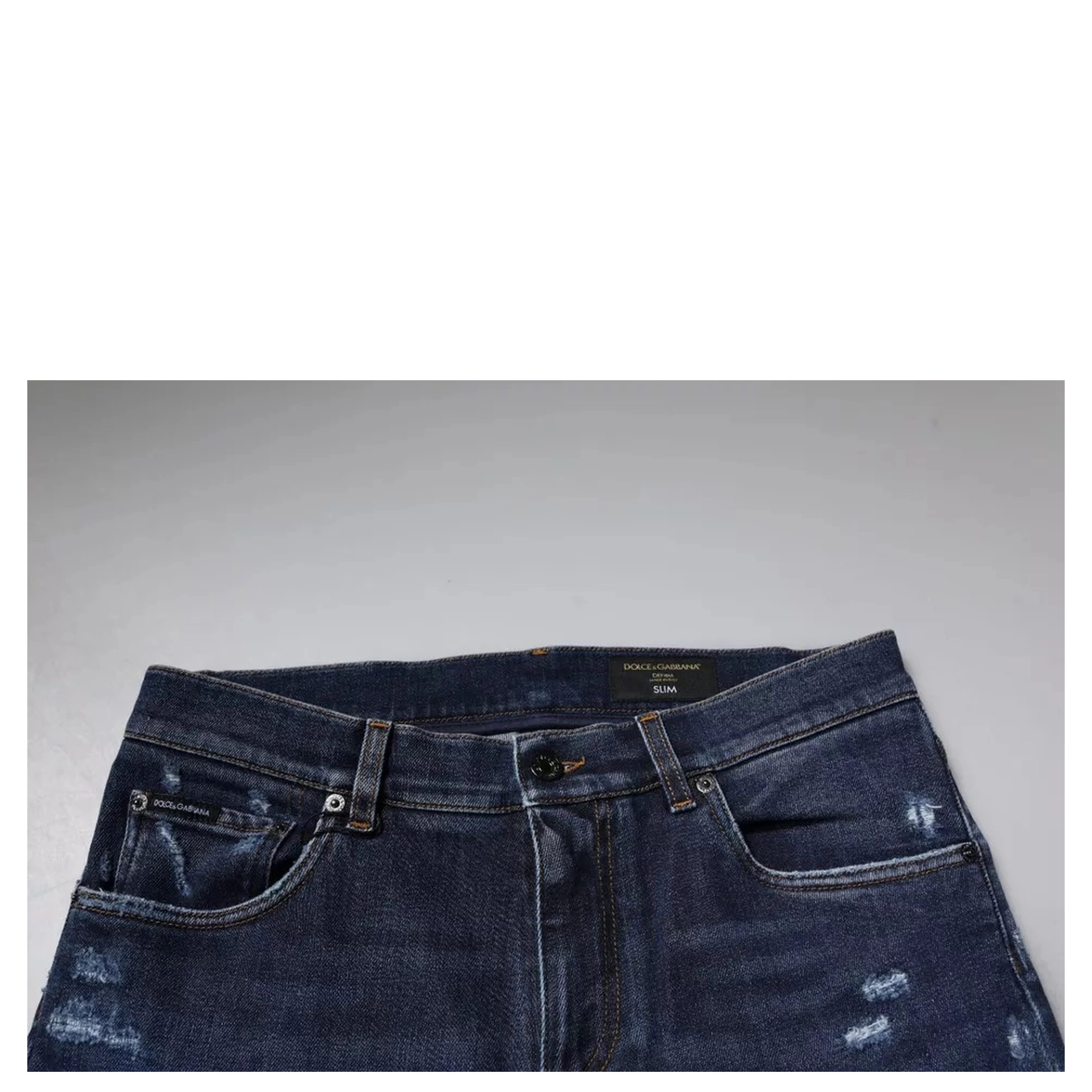 Dark Blue Cotton Logo Skinny Denim Jeans