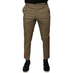 Brown Logo Men Casual Tapered Pants
