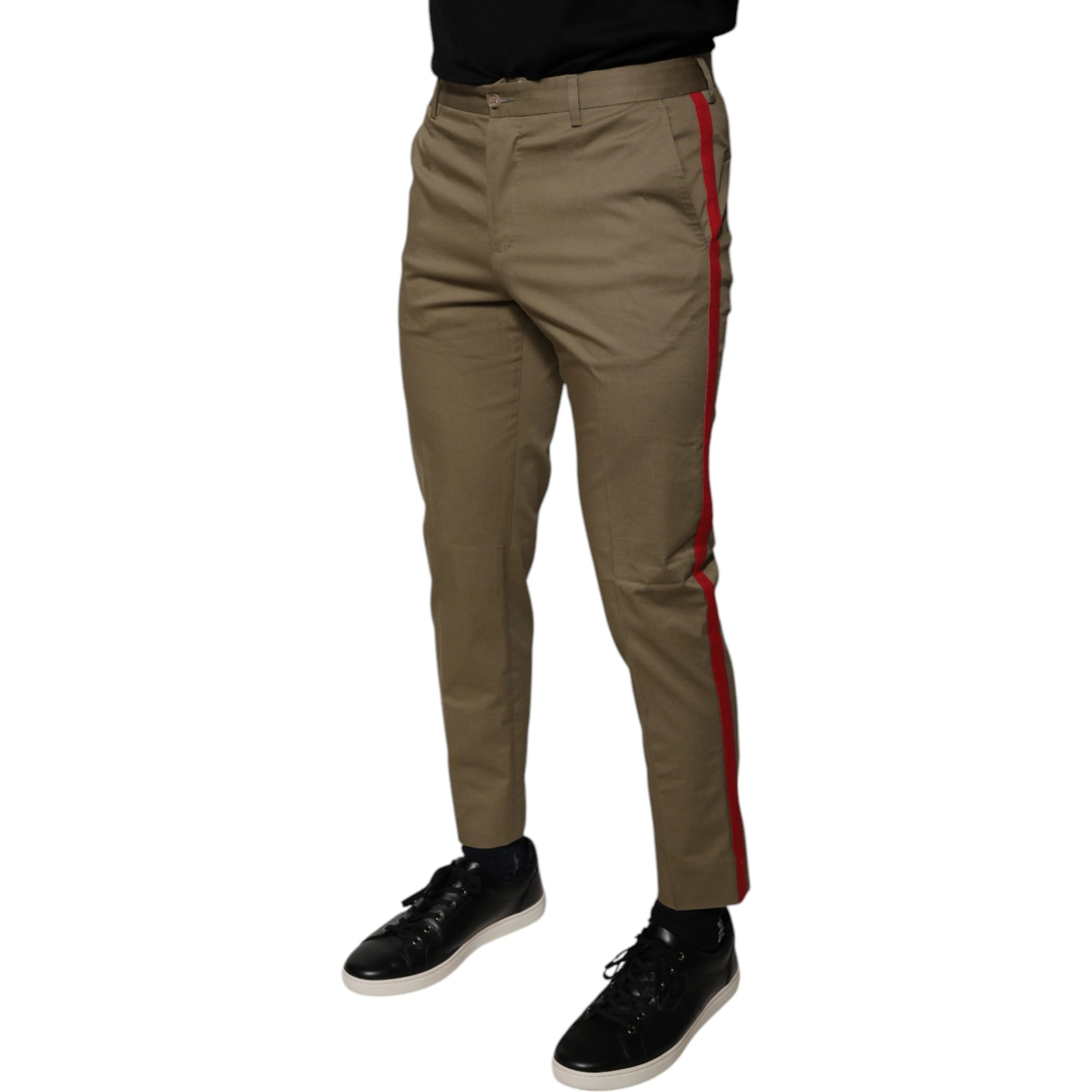 Brown Logo Men Casual Tapered Pants