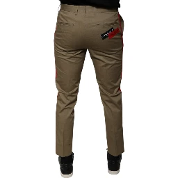 Brown Logo Men Casual Tapered Pants