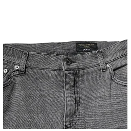 Gray Graphic Print Cotton Skinny Denim Jeans
