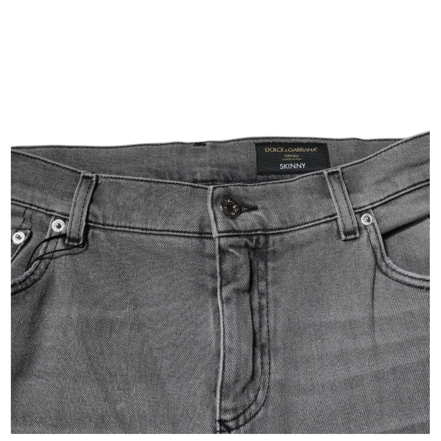 Gray Graphic Print Cotton Skinny Denim Jeans