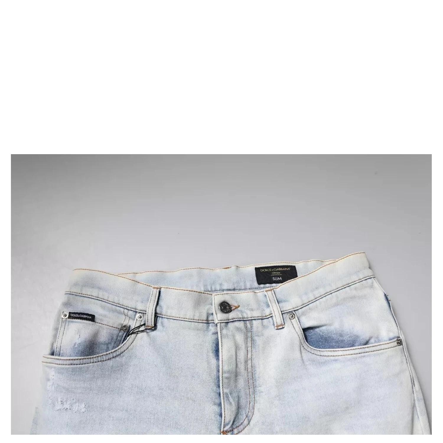 Light Blue Cotton Blend Tattered Skinny Denim Jeans