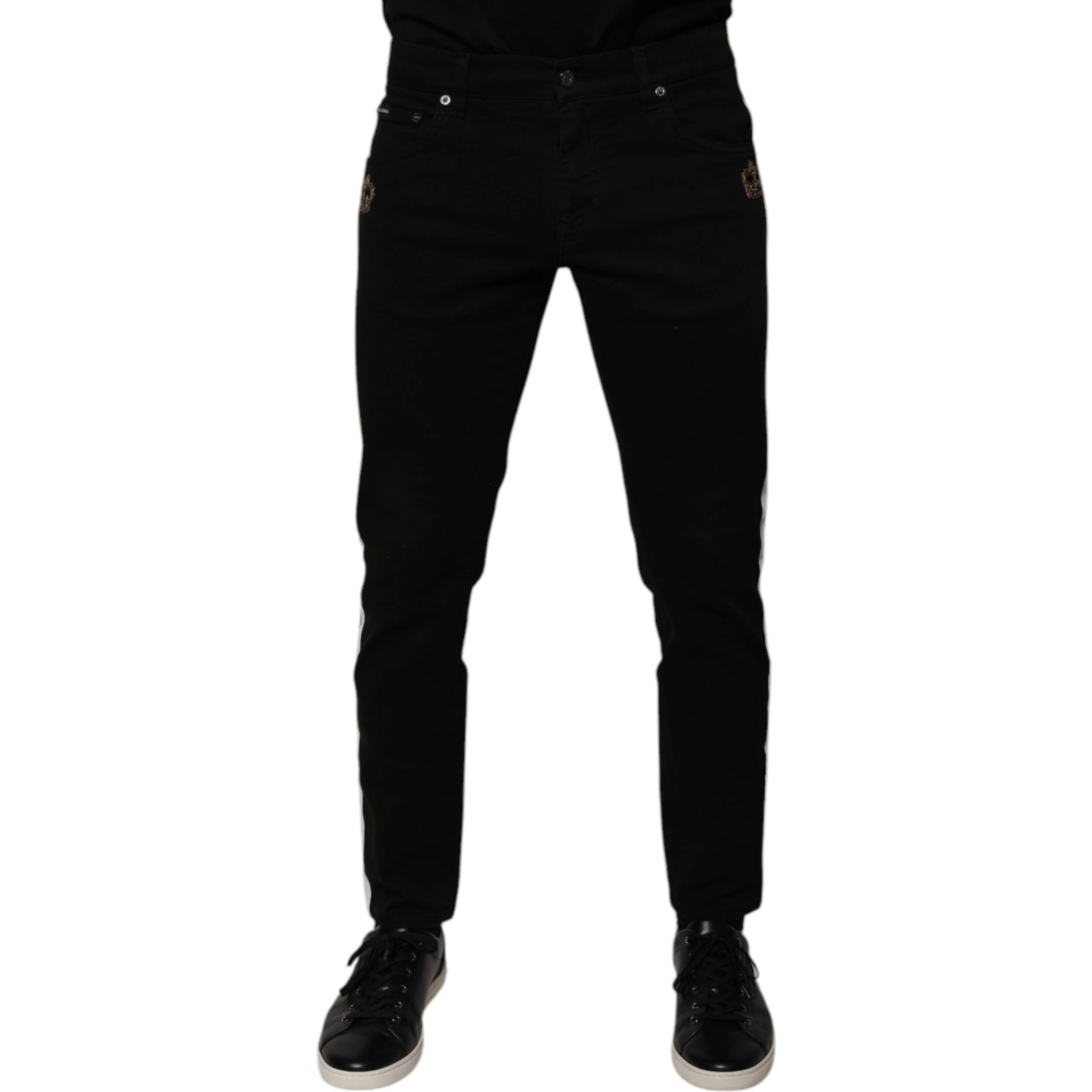 Black Crown White Lining Skinny Denim Jeans