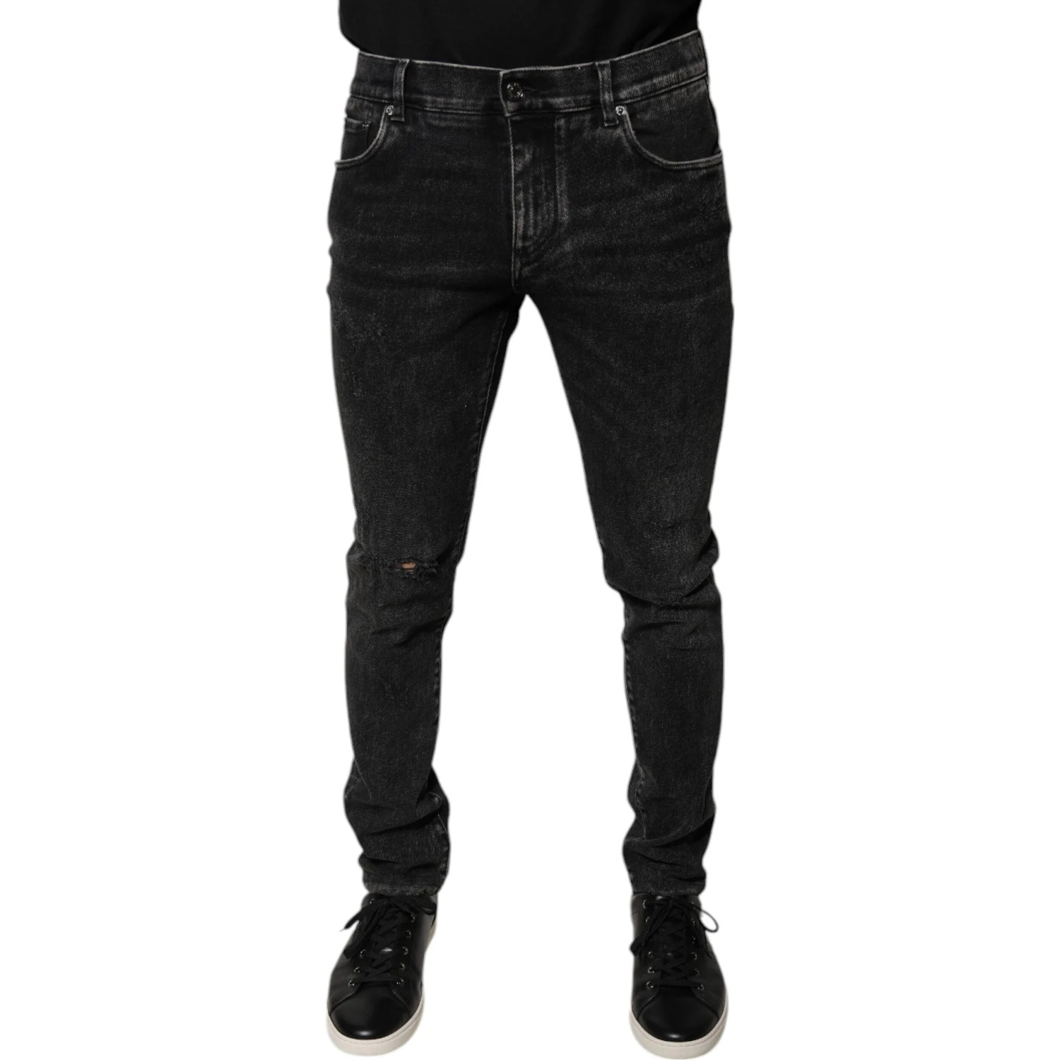 Black Cotton Stretch Skinny Men Denim Jeans