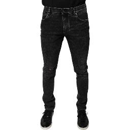 Black Cotton Stretch Skinny Men Denim Jeans