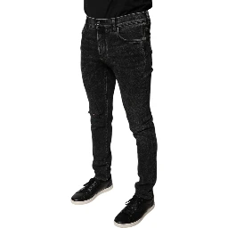 Black Cotton Stretch Skinny Men Denim Jeans