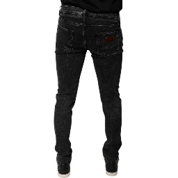 Black Cotton Stretch Skinny Men Denim Jeans