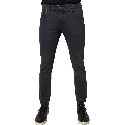 Dark Gray Cotton Skinny Denim Jeans