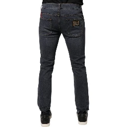 Dark Gray Cotton Skinny Denim Jeans