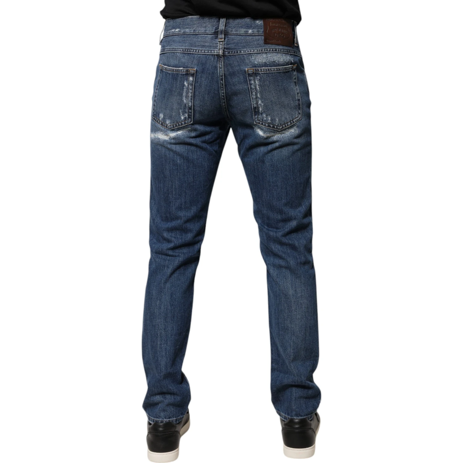 Blue Cotton Tattered Skinny Denim Jeans