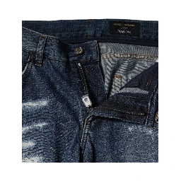 Blue Cotton Tattered Skinny Denim Jeans