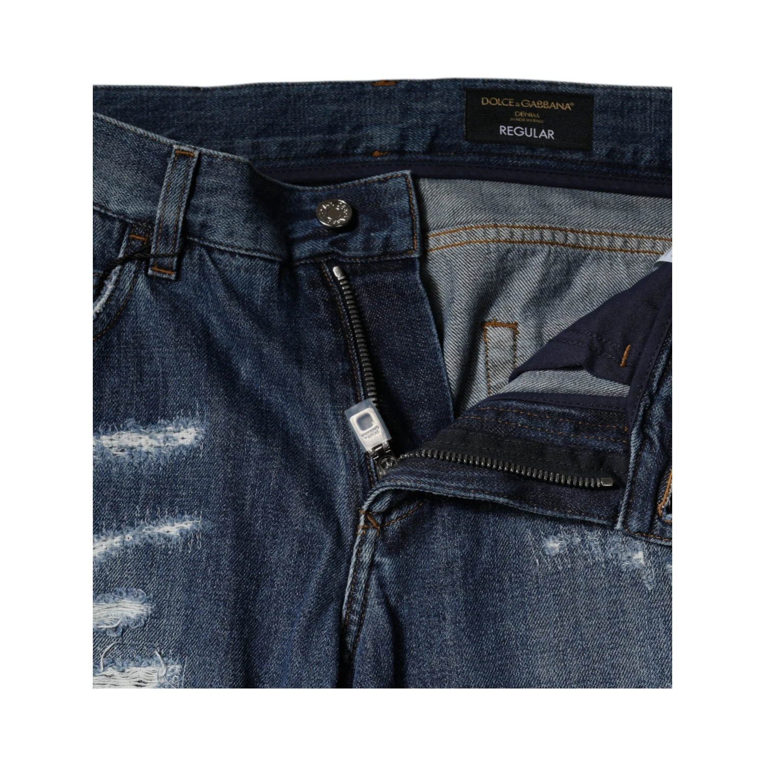 Blue Cotton Tattered Skinny Denim Jeans