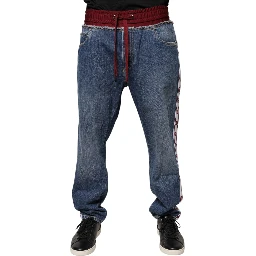 Blue Cotton Stretch Straight Denim Jeans