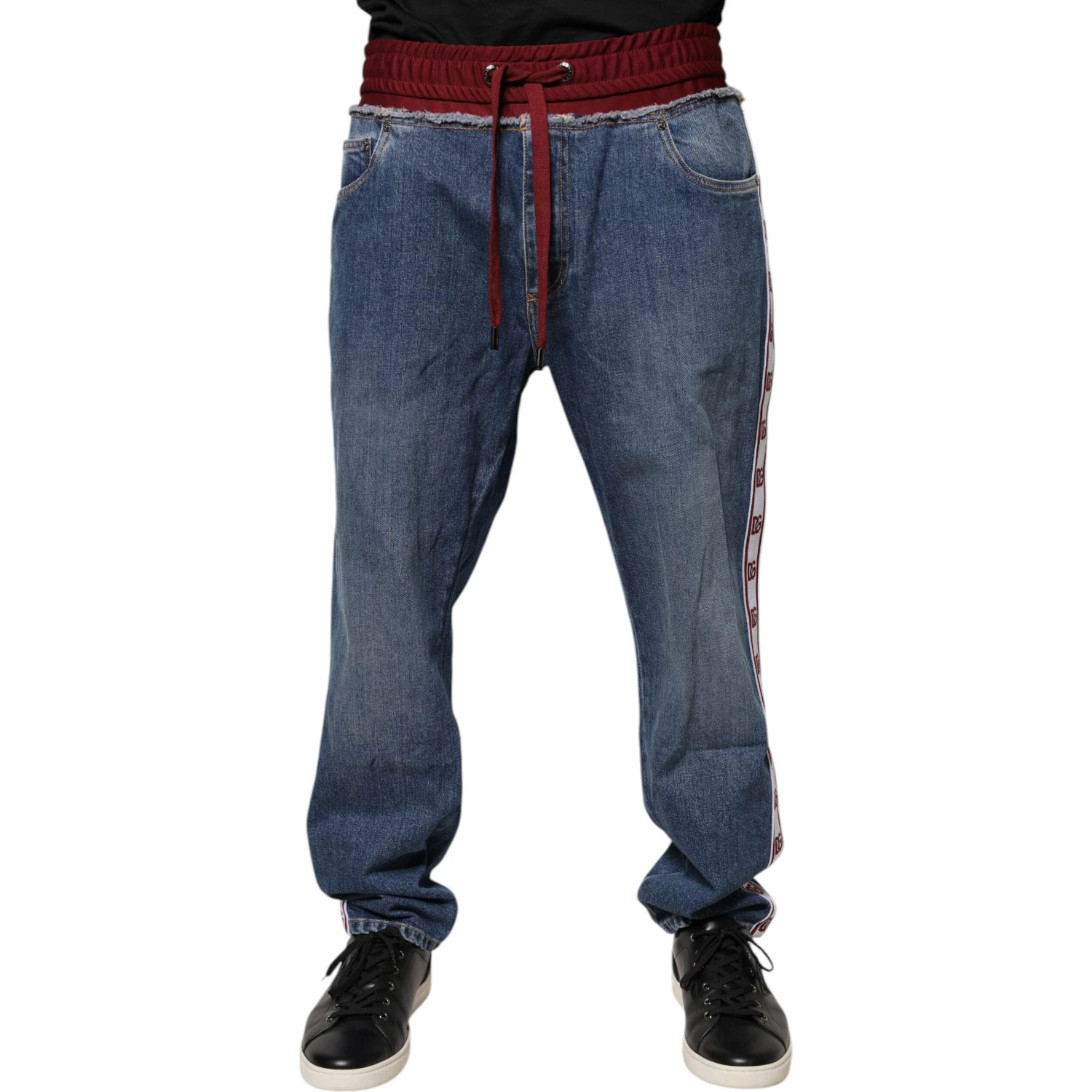 Blue Cotton Stretch Straight Denim Jeans