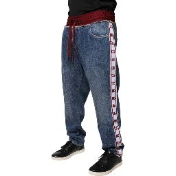 Blue Cotton Stretch Straight Denim Jeans