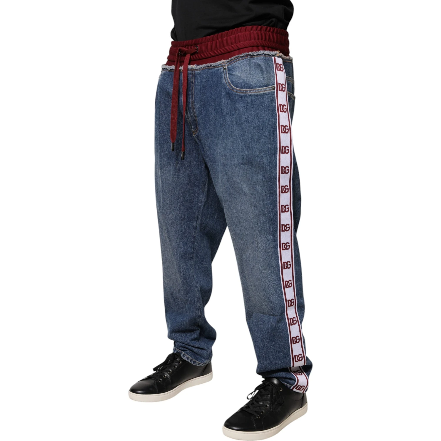 Blue Cotton Stretch Straight Denim Jeans
