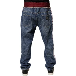 Blue Cotton Stretch Straight Denim Jeans