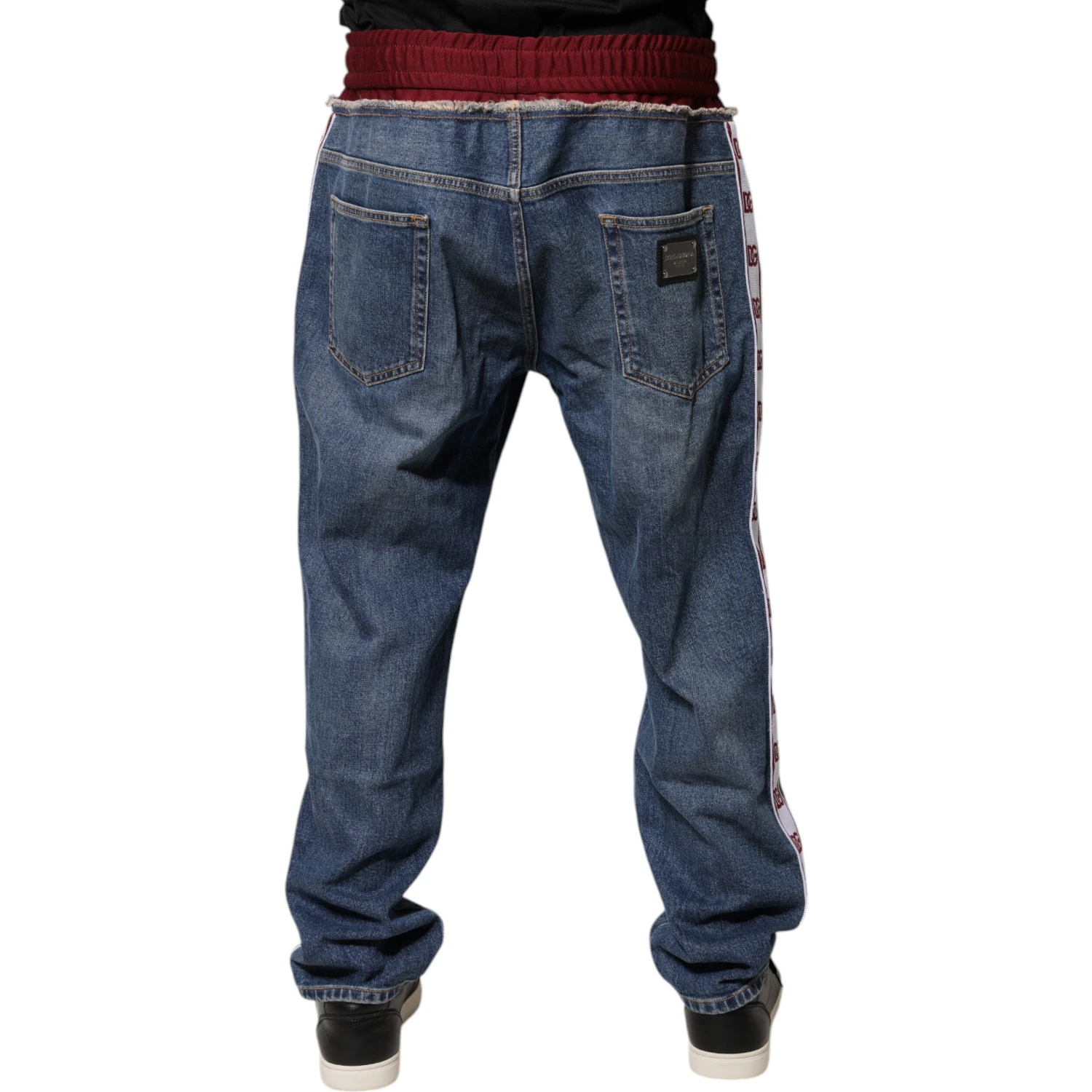Blue Cotton Stretch Straight Denim Jeans