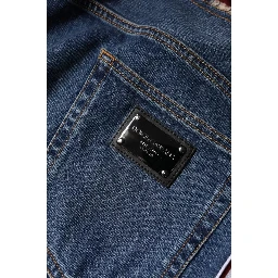 Blue Cotton Stretch Straight Denim Jeans