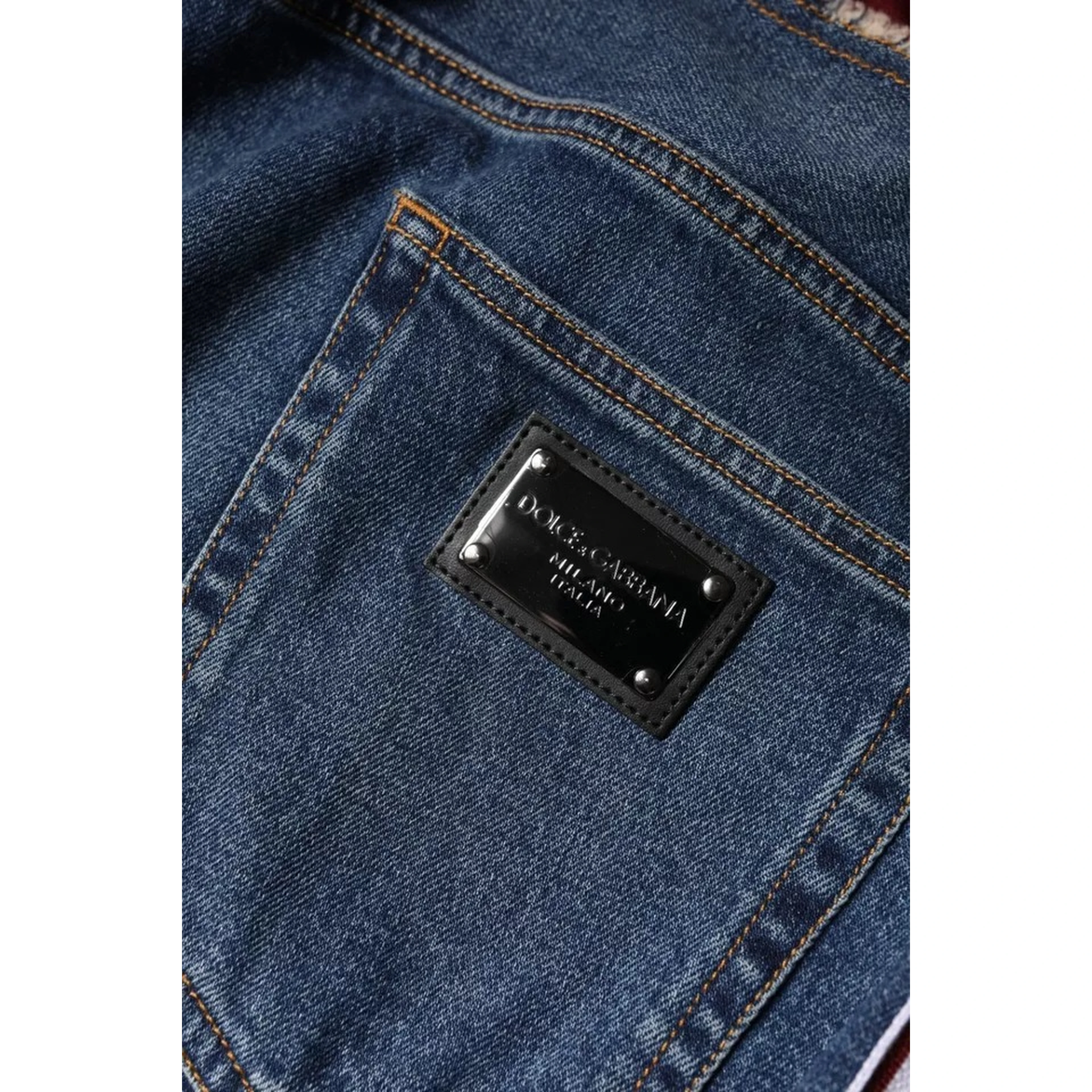 Blue Cotton Stretch Straight Denim Jeans