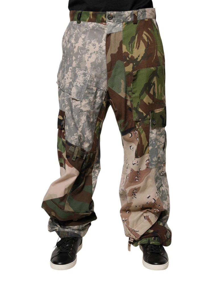Multicolor Patchwork Camouflage Cargo Pants
