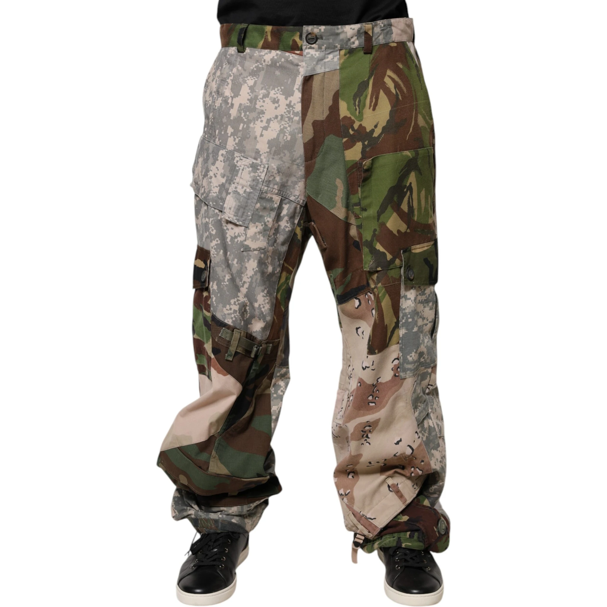Multicolor Patchwork Camouflage Cargo Pants