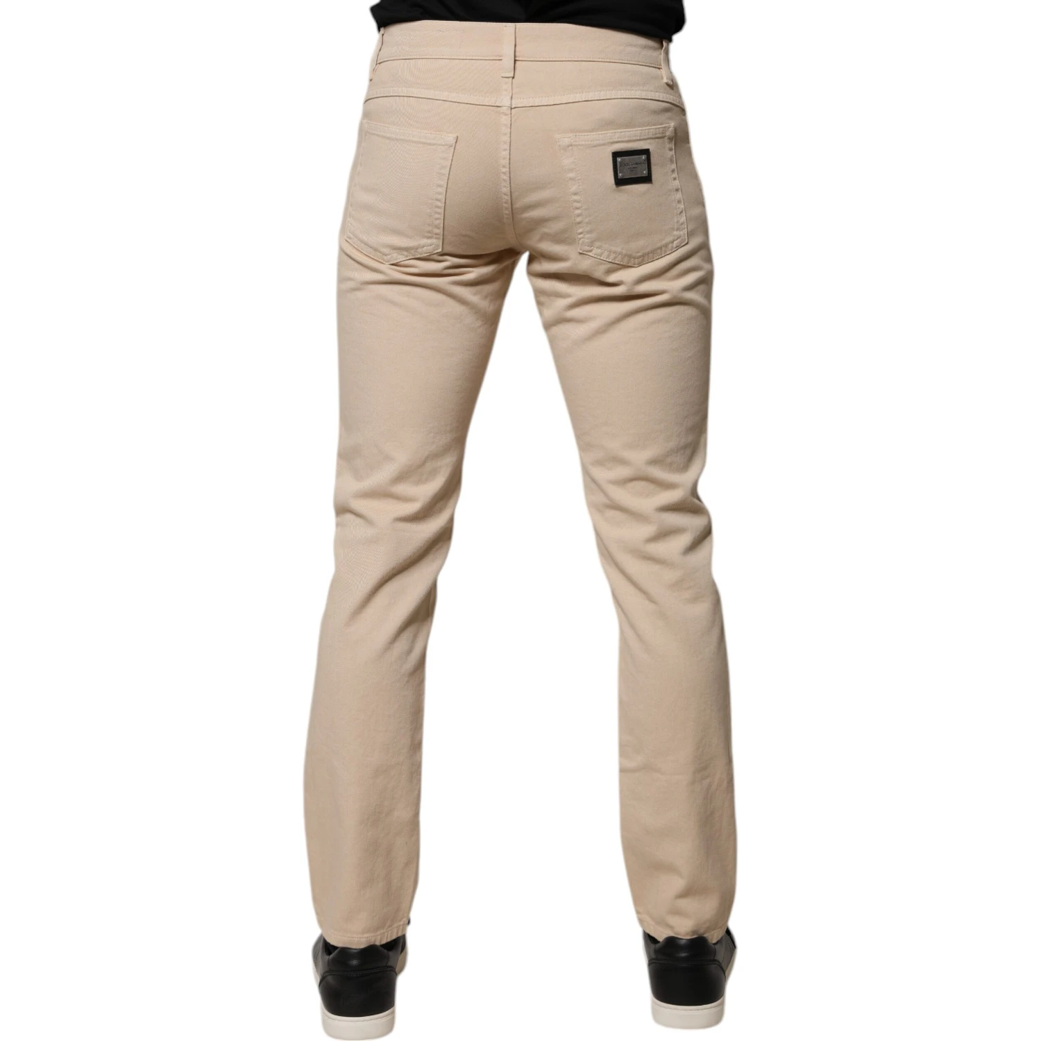 Beige Cotton Stretch Regular Men Denim Jeans