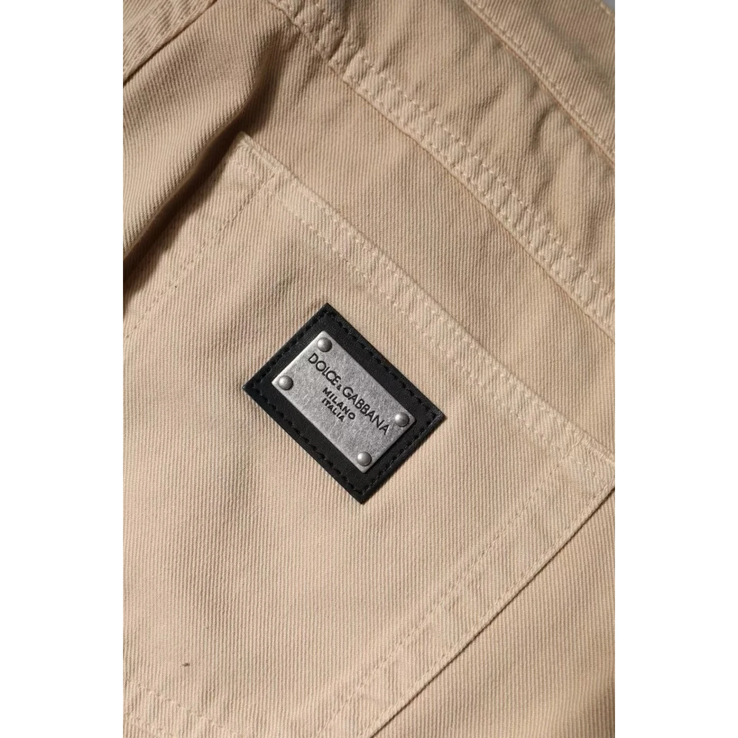 Beige Cotton Stretch Regular Men Denim Jeans