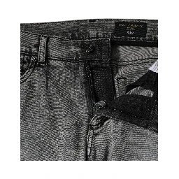 Gray Logo Plaque Cotton Slim Fit Denim Jeans