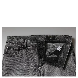 Gray Logo Plaque Cotton Slim Fit Denim Jeans