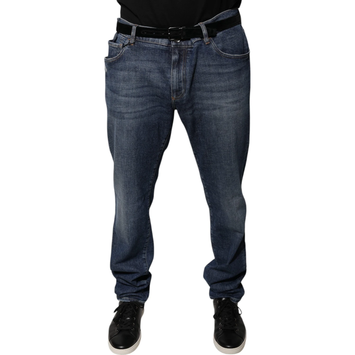 Dark Blue Cotton Logo Skinny Denim Jeans