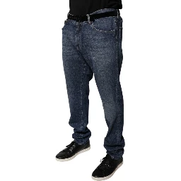 Dark Blue Cotton Logo Skinny Denim Jeans