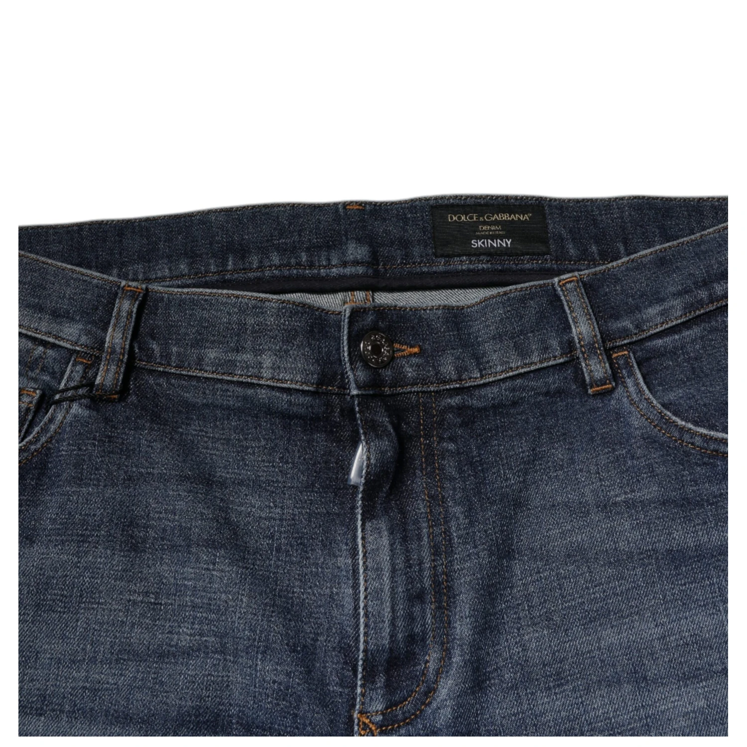 Dark Blue Cotton Logo Skinny Denim Jeans