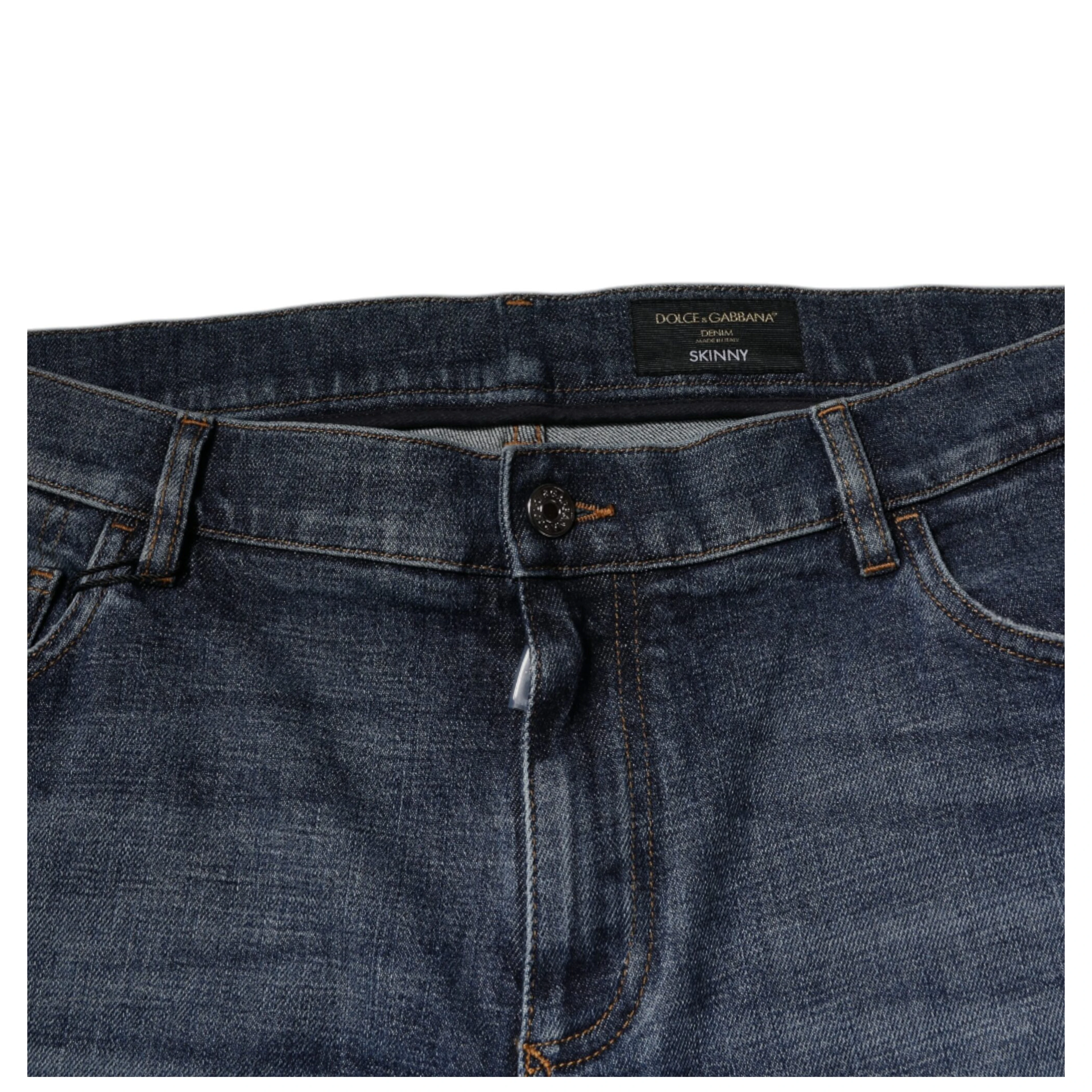 Dark Blue Cotton Logo Skinny Denim Jeans
