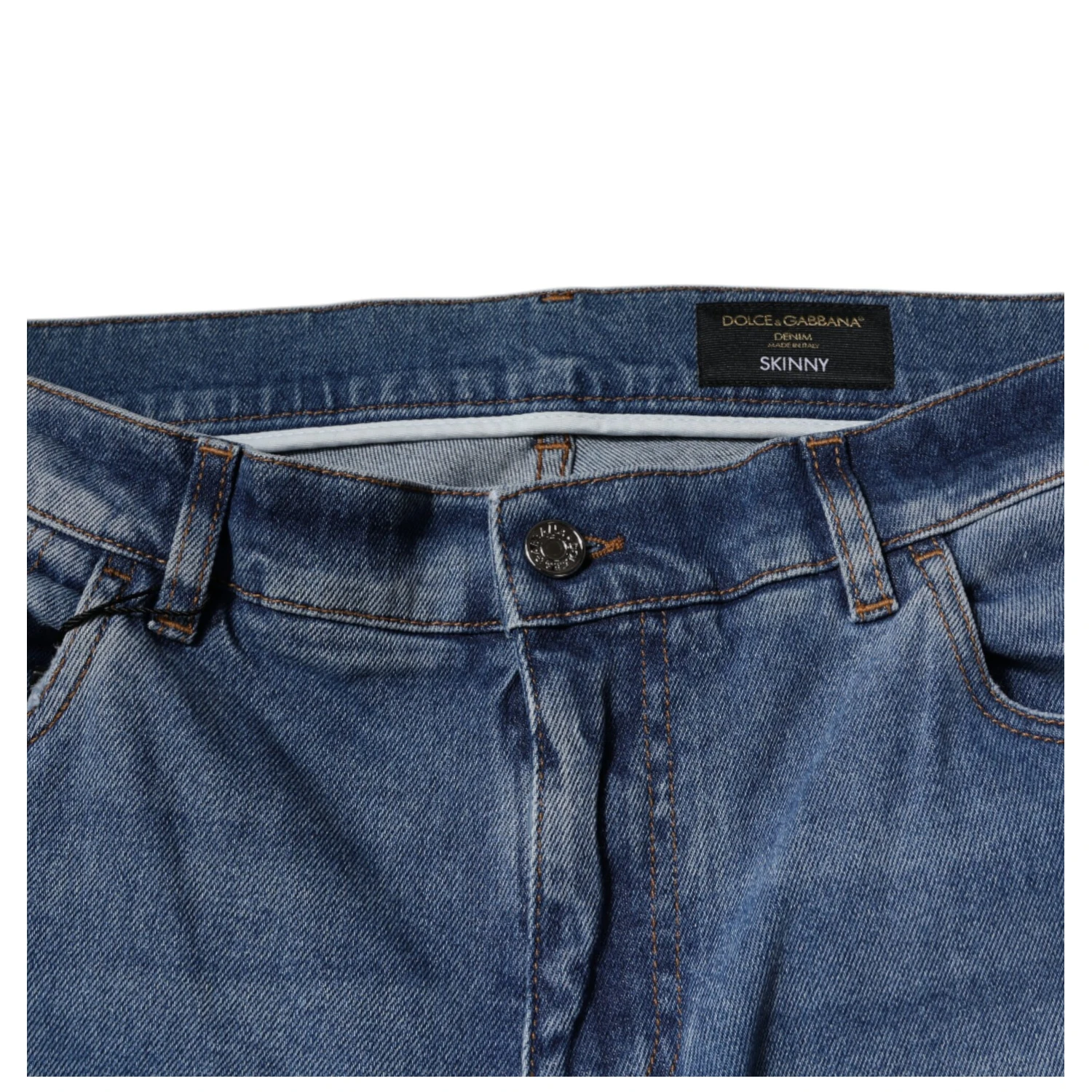 Light Blue Cotton Men Skinny Denim Jeans