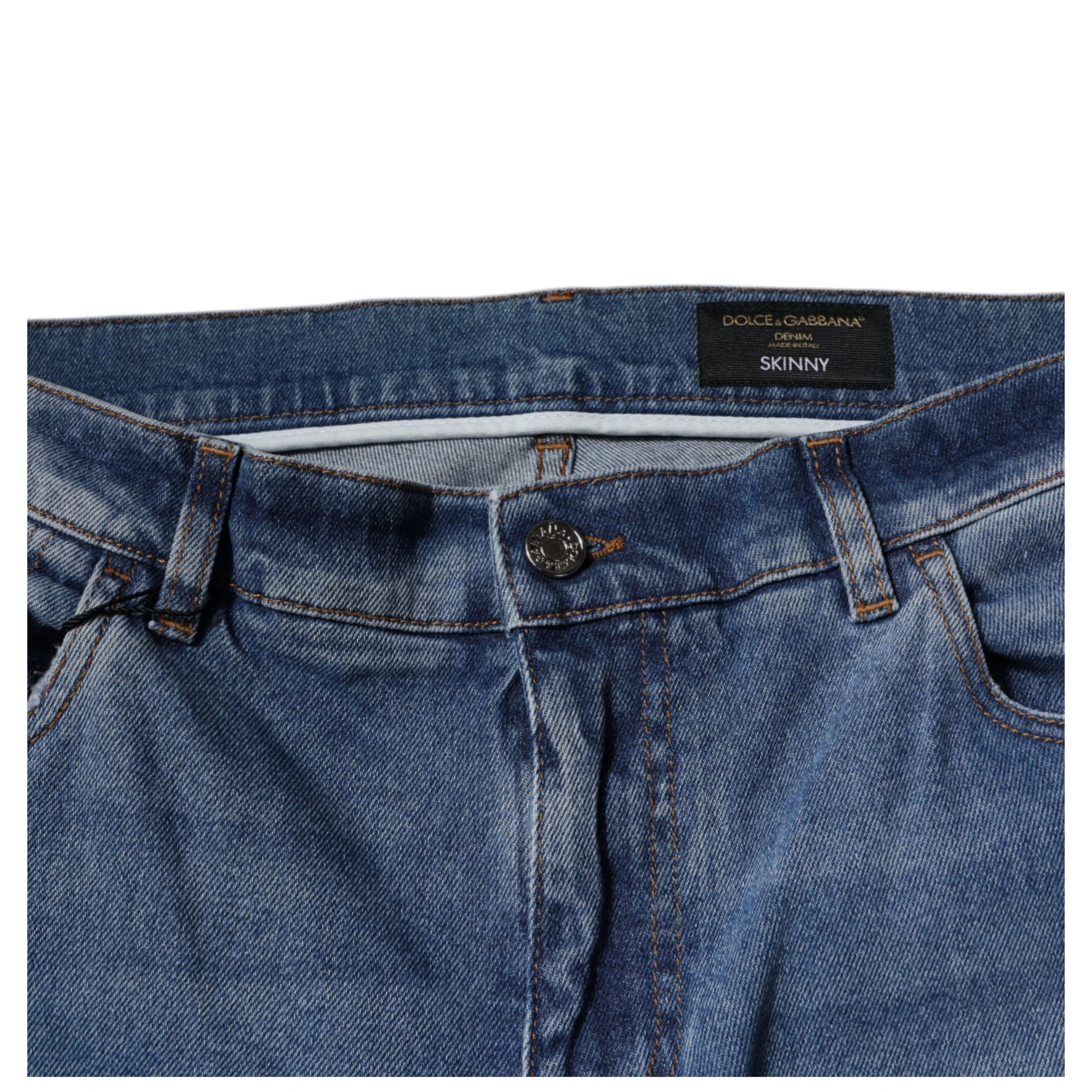 Light Blue Cotton Men Skinny Denim Jeans